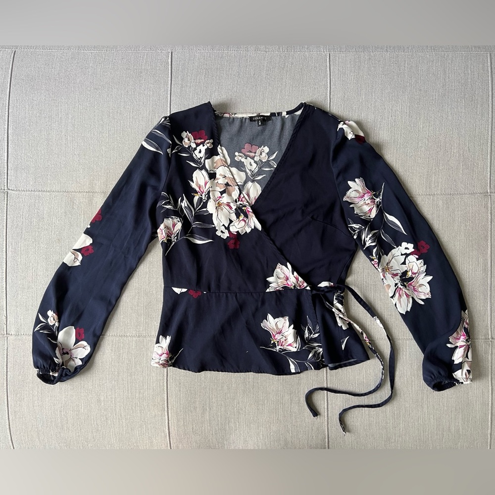 Dynamite floral wrap blouse size S